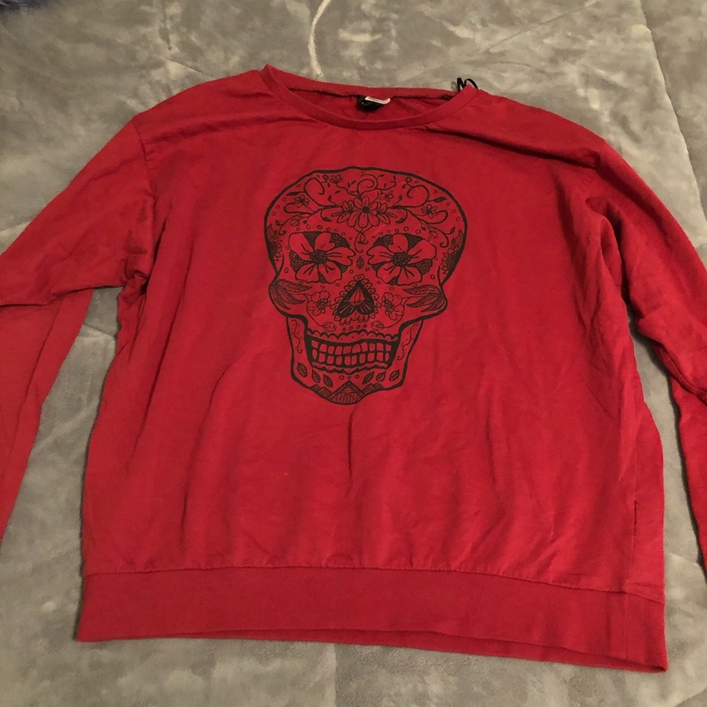 red sweatshirt